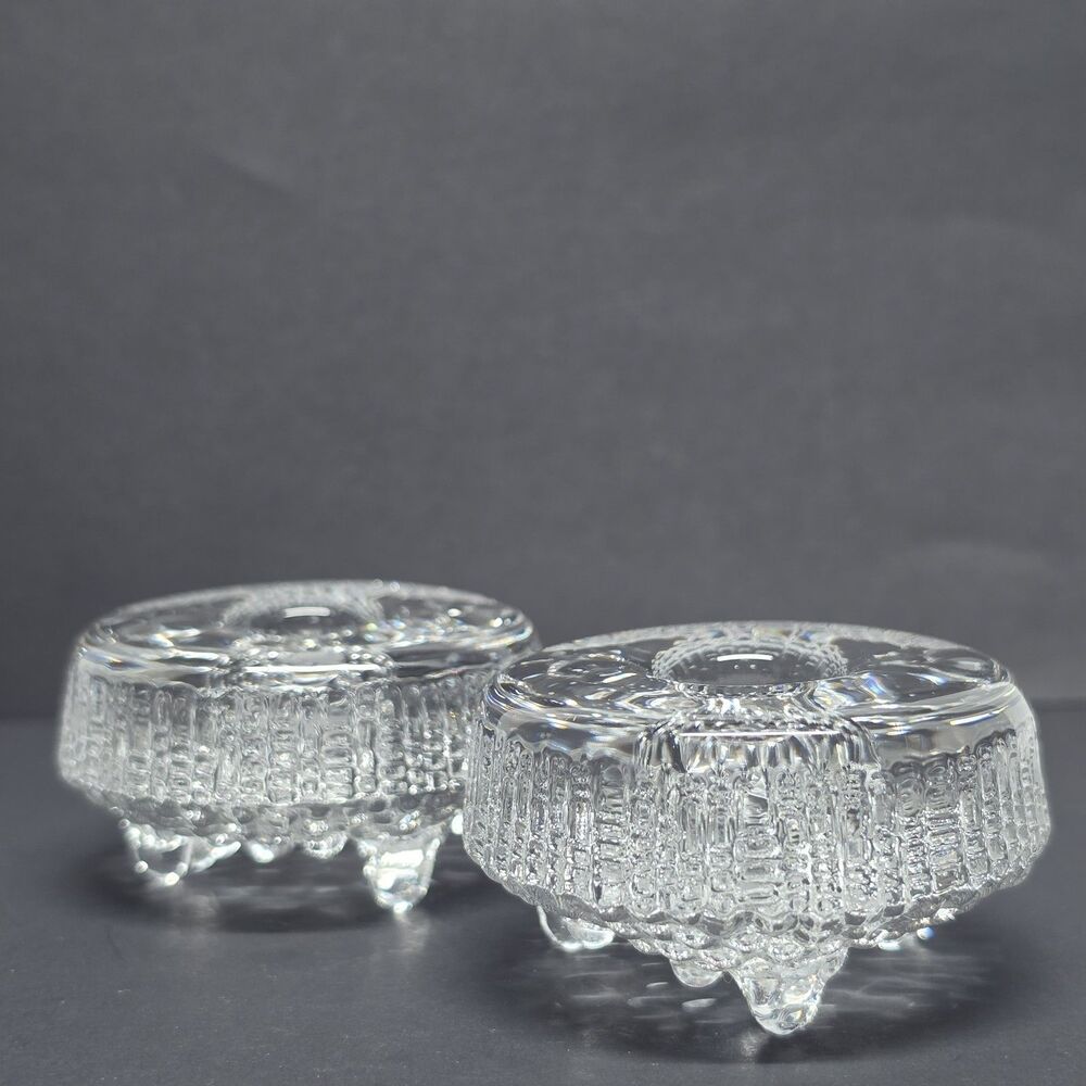 Tapio Wirkkala Iittala Ultima Thule Glass Footed Candel Holder set of 2 Finland